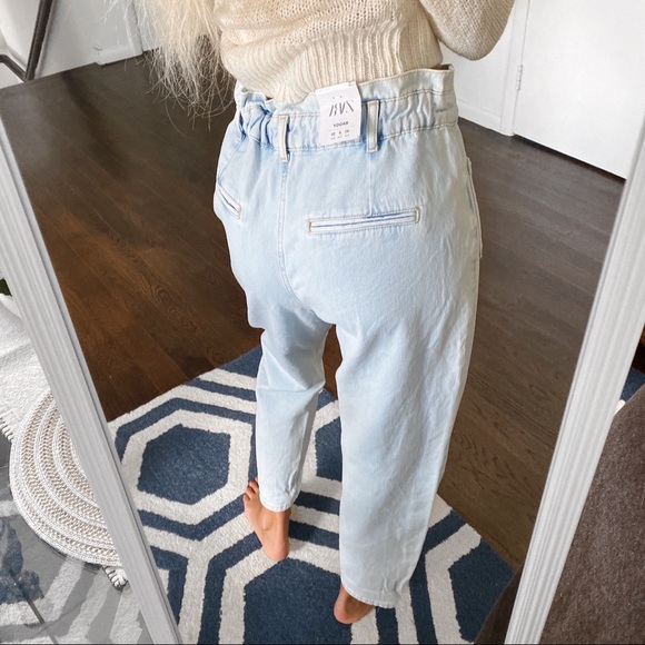 🐚 ZARA LIGHT DISTRESSED WASHED BAGGY JEANS! - Picture 5 of 16